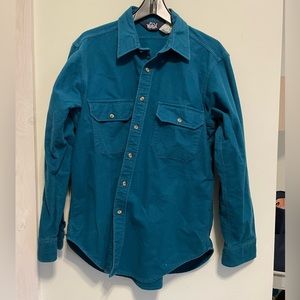 Vintage 1980s Woolrich Flannel Sz L Turquoise